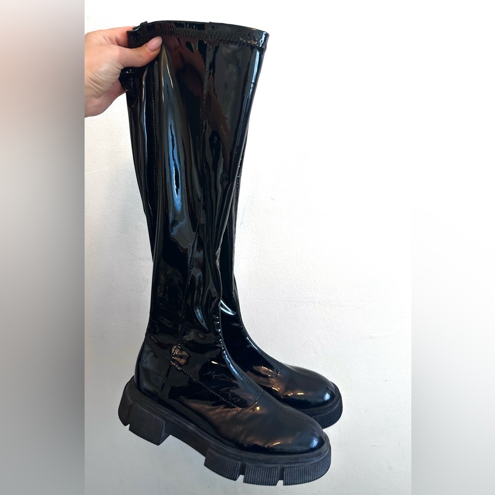 Zara knee high boots - shiny black